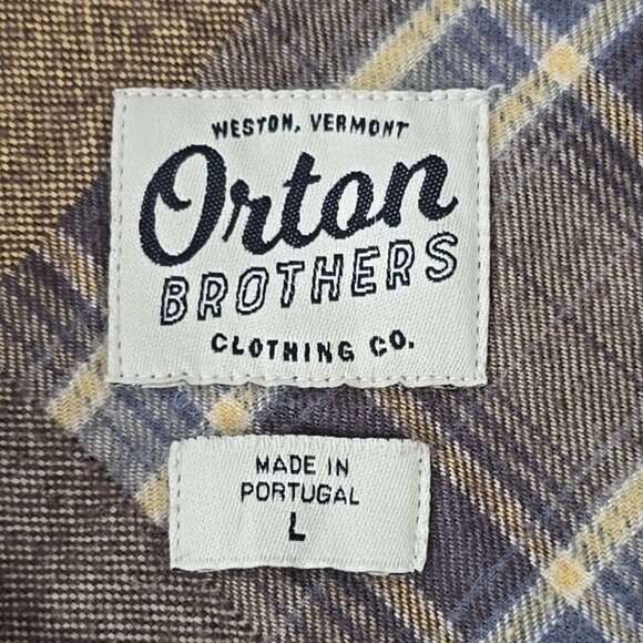 ORTON BROTHERS PATCHWORK BROWN FLANNEL SHIRT MEN'S SIZE LARGE - Picture 3 of 16